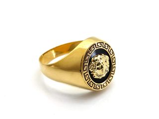 Sello Oro 18K tipo Versace - Ónix y Circonita