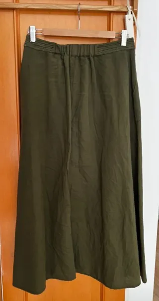 Falda Lino Zara Verde Oliva