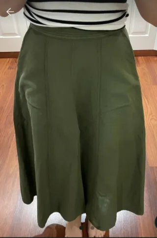 Falda Lino Zara Verde Oliva