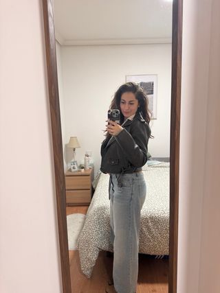 Cazadora cuero mujer negra