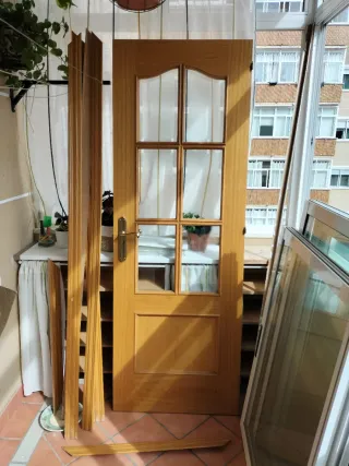 Puerta Roble 72cm con Cuarterones