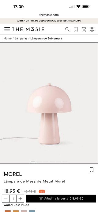 Lámpara de mesa metal gris y rosa