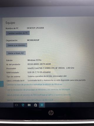 Portátil HP i7 Plata