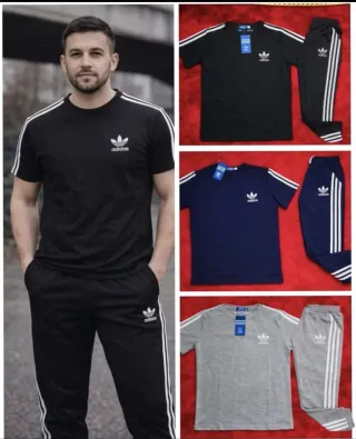 Conjunto Adidas Negro, Azul y Gris todas toallas