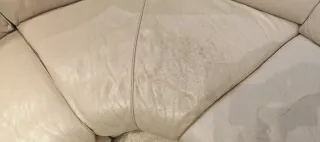 Sofá Natuzzi Beige Cuero + Puff