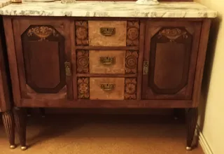 Aparador Antiguo Madera y Mármol