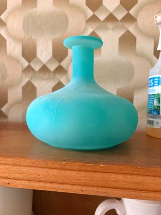 Jarrón de cristal azul turquesa