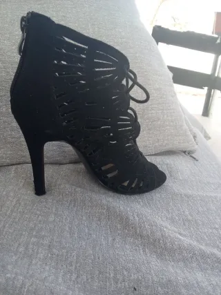 Sandalias mujer tacón alto negras talla 37