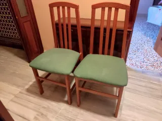 Juego de 2 Sillas de Comedor Madera y Tela