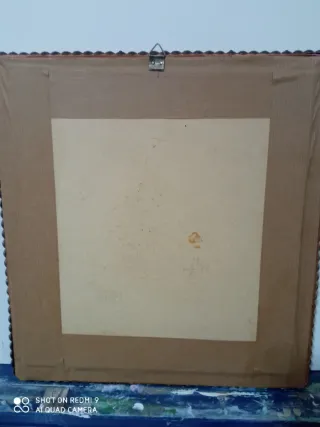 Cuadro Seda Pintada Marco Cuero