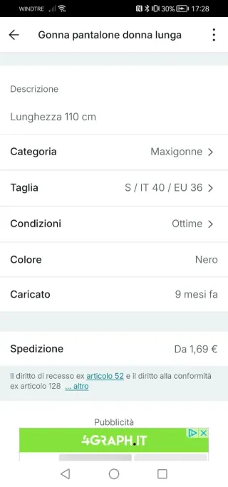 Maxigonna floreale nera taglia unica