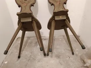 Pareja Sillas Antiguas Madera Decoradas