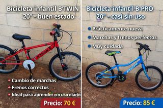 Bicicleta infantil B'TWIN 20 - Buen estado