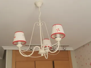 Lámpara colgante infantil tela y metal