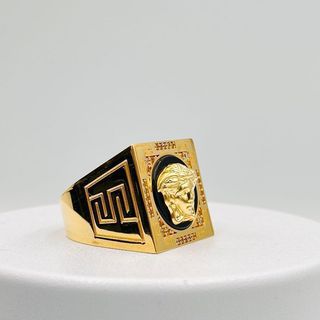 SELLO CUADRADO GRECA MEDUSA 18K
