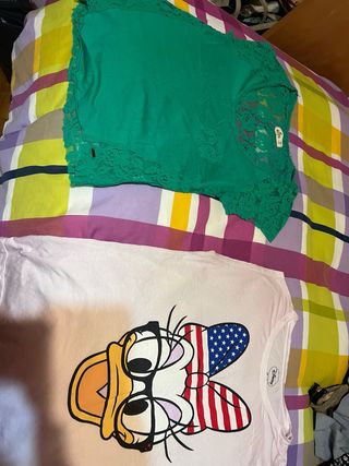 Pack 2 Camisetas Verdes y Rosas Talla XS