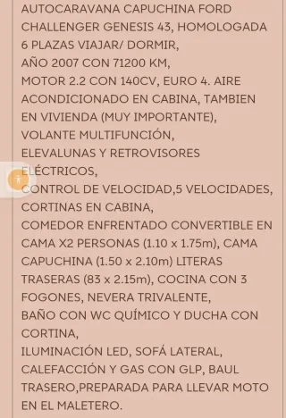 Autocaravana Ford Transit