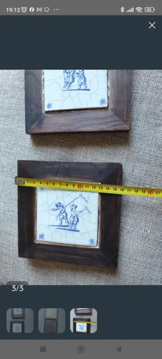 Cuadro decorativo de azulejo y madera