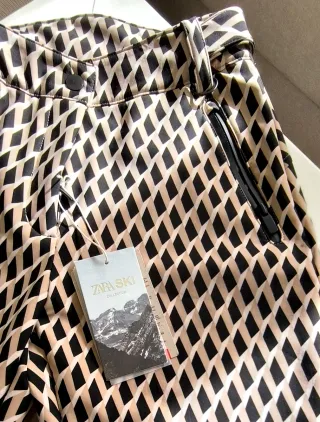 Pantalón Zara Ski Collection Beige/Negro