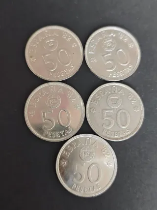 50 Pesetas Mundial 1982 *80. 5 monedas Mundial 82