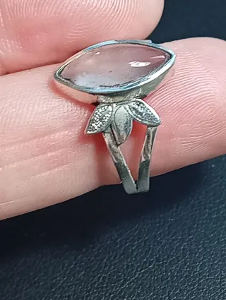 Anillo Plata Ley cuarzo rosa