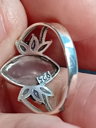 Anillo Plata Ley cuarzo rosa