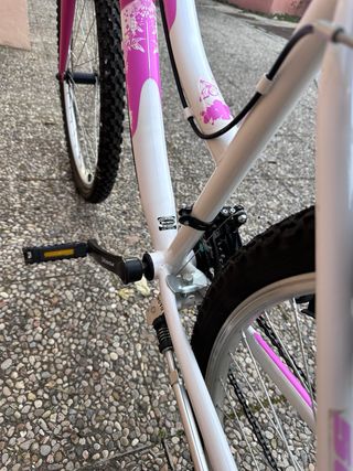 Bicicleta niña montaña rosa y blanca