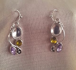 Pendientes piedra luna, amatista, peridoto.
