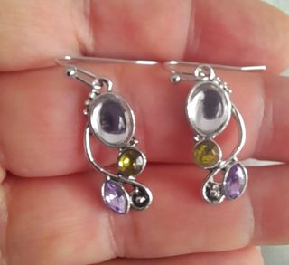 Pendientes piedra luna, amatista, peridoto.