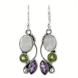 Pendientes piedra luna, amatista, peridoto.