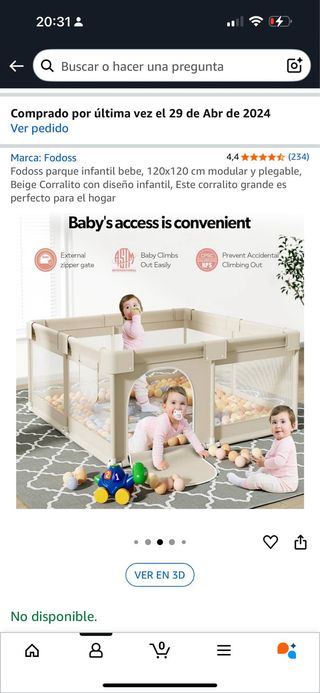 Parque infantil Fodoss 120x120 cm beige