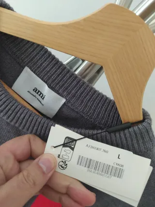 Jersey Ami Paris gris cuello redondo