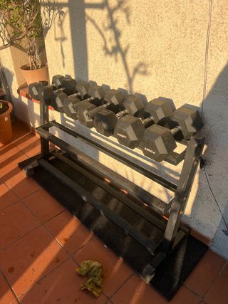 Rack de mancuernas hexagonal