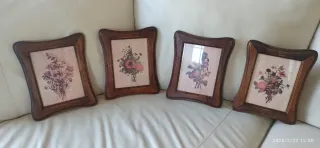 4 Quadri Classici Floreali in Legno