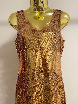 Vestido Dourado Lantejoula Tamanho Único