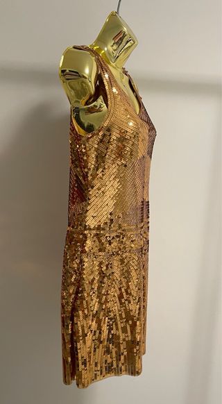 Vestido Dourado Lantejoula Tamanho Único