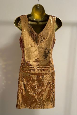Vestido Dourado Lantejoula Tamanho Único