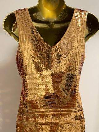 Vestido Dourado Lantejoula Tamanho Único