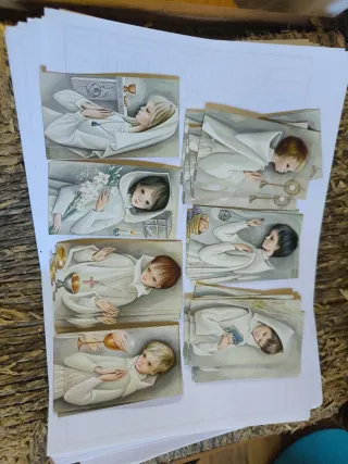 Conjunto de 66 estampas de comunión