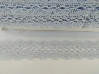 Entredos de encaje de bolillos celeste