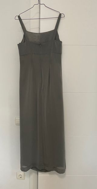 Vestido largo fiesta gris perla