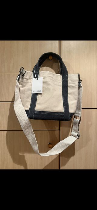 Bolso Tote Pull&Bear Beige y Azul Marino