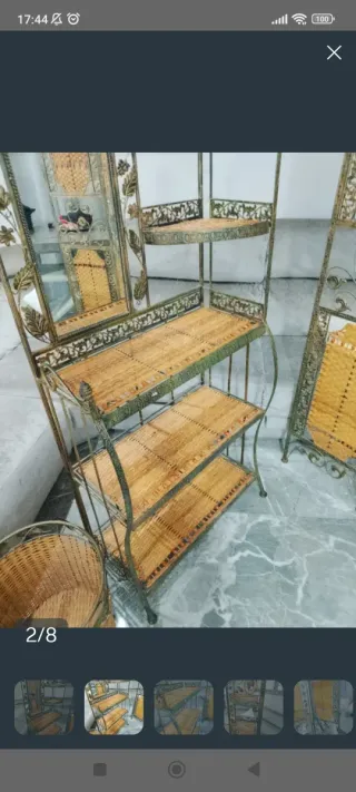 Estantería de forja con espejo y biombo