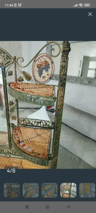 Estantería de forja con espejo y biombo