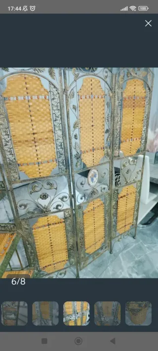 Estantería de forja con espejo y biombo