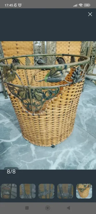 Estantería de forja con espejo y biombo