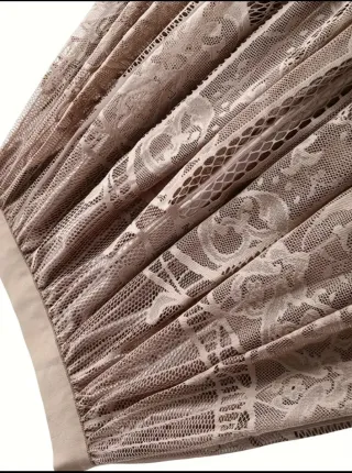 Falda larga de encaje color café