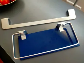 Toallero y repisa baño Acero inoxidable y cristal