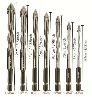 7 Punte Trapano 4-12 mm Piastrelle Ceramica Marmo
