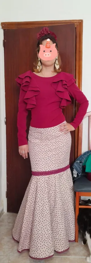 Traje Flamenca 2 Piezas Color Buganvilla